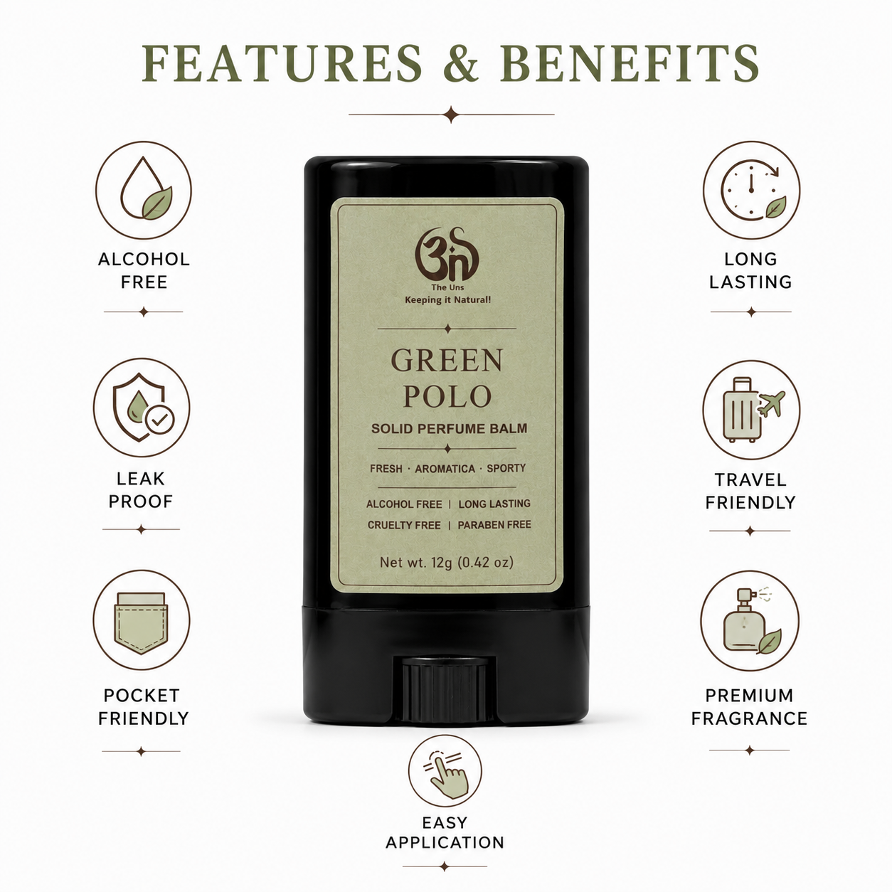 Green Polo Solid Perfume Stick
