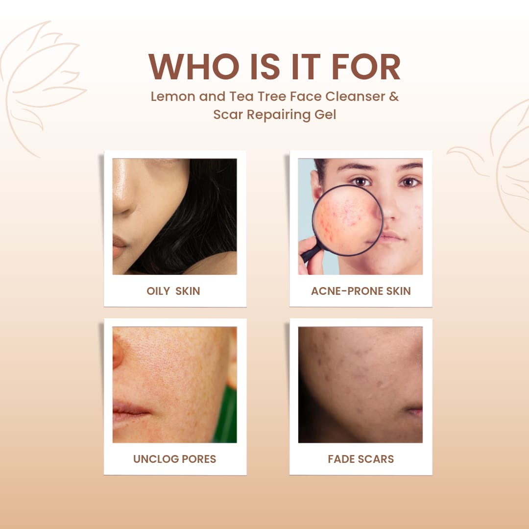 Clear & Even Duo – Lemon & Tea Tree Face Cleanser + Scar Repairing Gel