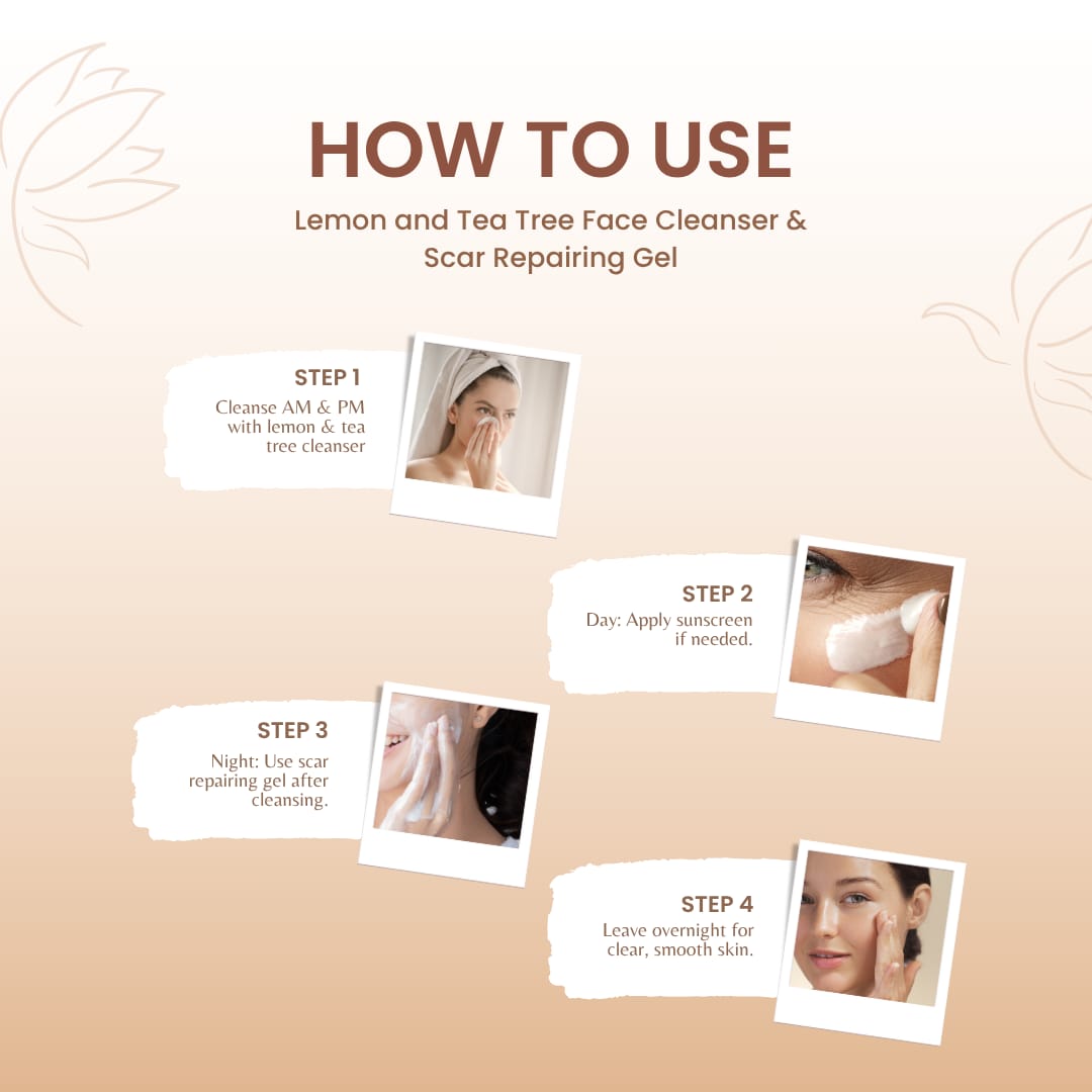 Clear & Even Duo – Lemon & Tea Tree Face Cleanser + Scar Repairing Gel