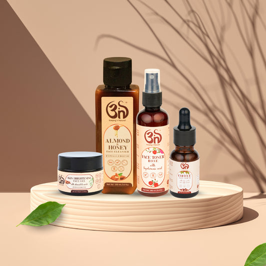Glow Therapy Combo – Almond Cleanser + Rose Toner + Skin Brightening Gel + Coffee Face Serum