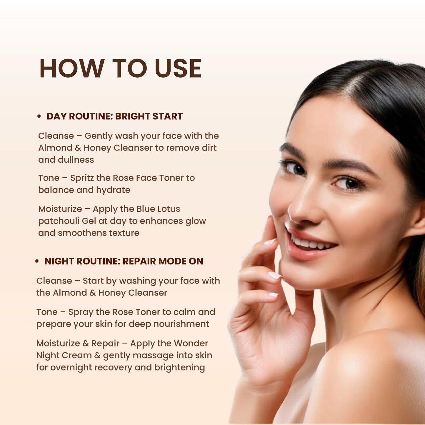 Glow Reset Combo – Almond Cleanser + Rose Toner + Blue Lotus Gel + Night Cream