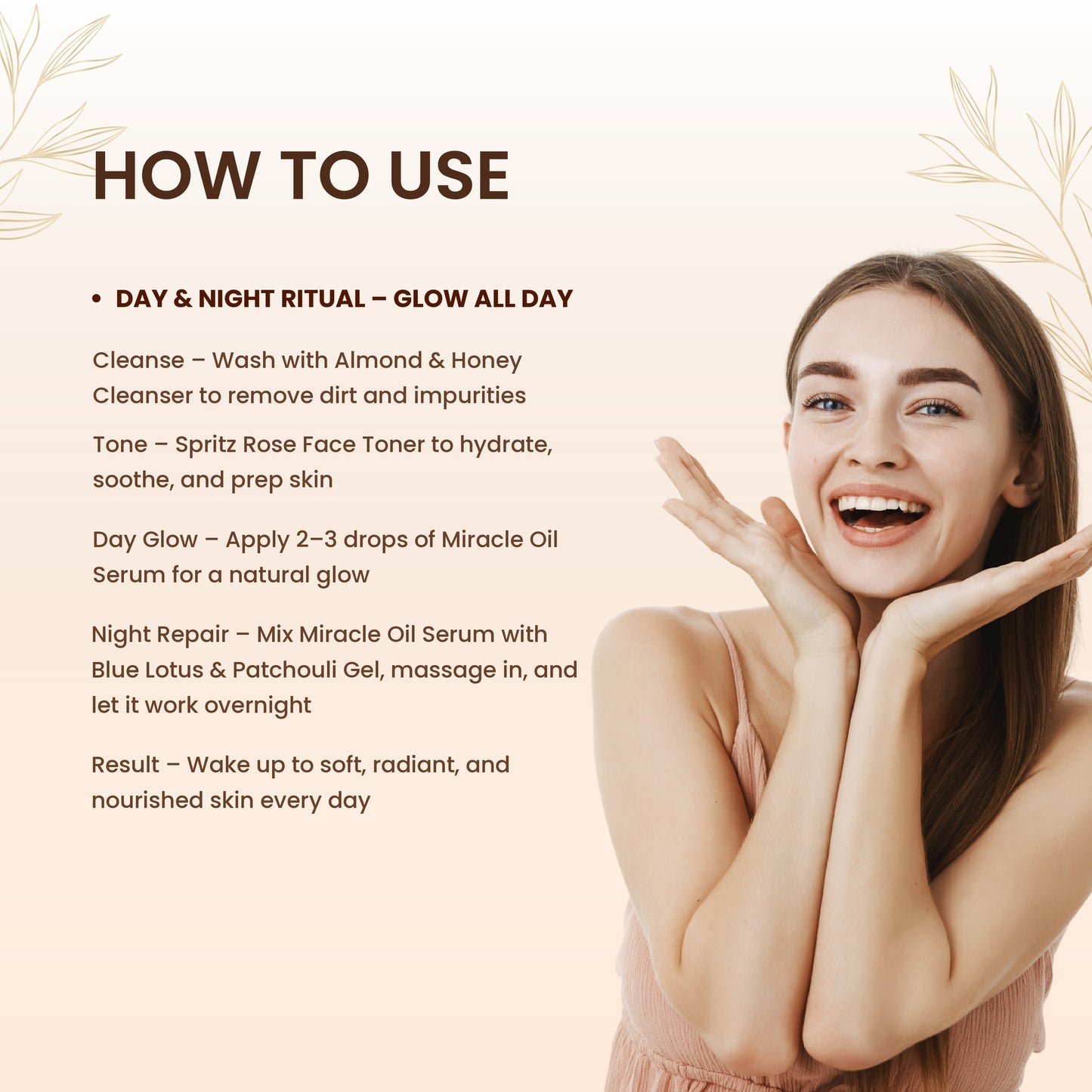 Glow Goddess Combo – Almond Cleanser + Rose Toner + Patchouli Gel + Miracle Oil Serum